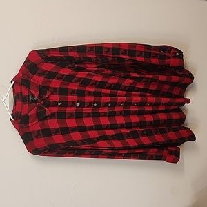 Talbot's Buffalo Plaid Scotty Dog Blouse